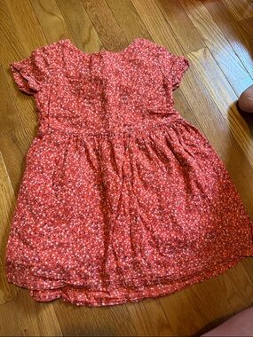 Old Navy Coral Floral Short-Sleeve Girls Dress